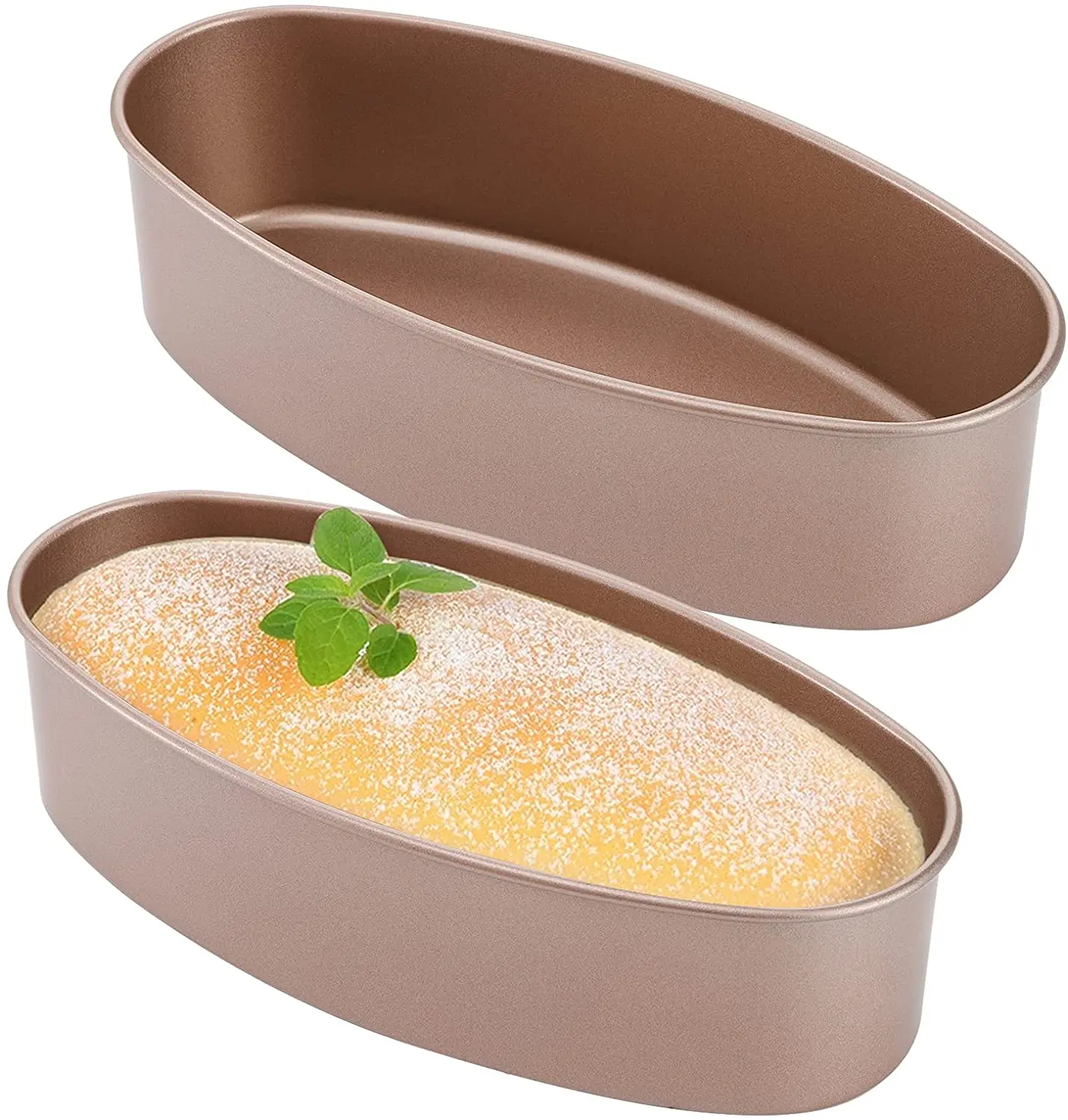 

8 Inch Oval Cake Pans Non-Stick Carbon Steel Bakeware for Quiche Cheesecake Meat loaf Bread Baking Pan for Daily Use