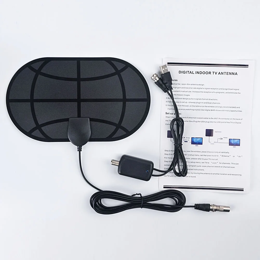 

300cm Indoor TV Antenna Aerial Digital HDTV Antennas 50 Miles Range 4K 1080P HD VHF UHF Antenna Satelite F head with IEC adapter