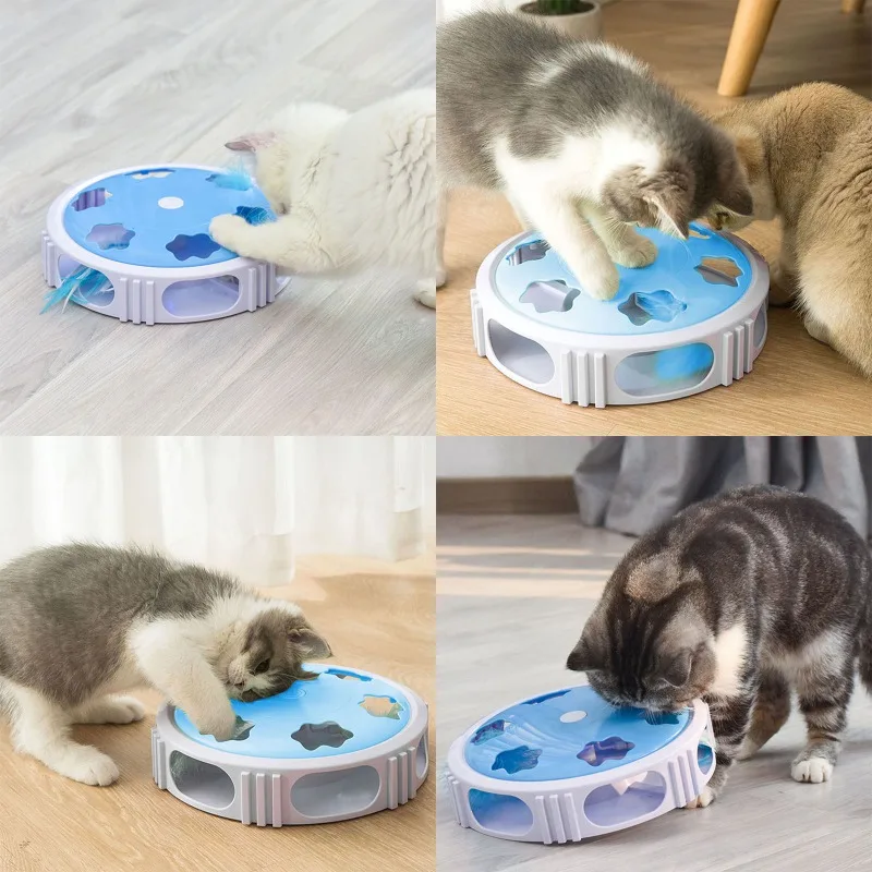 

Cat Toy Crazy Electric Game Spinning Turntable Feather Cat Teaser Cat Self-Hi Relieving Stuffy Molar Automatic Toy