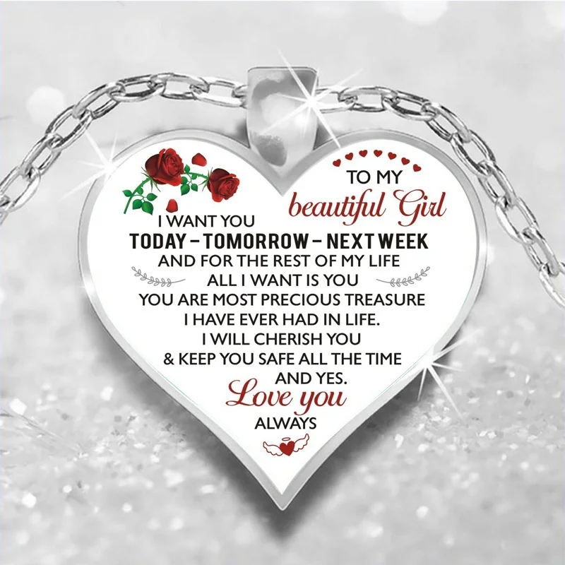 Дочке с подвеской в форме сердца роза цветок девушка красивые колье для девочек