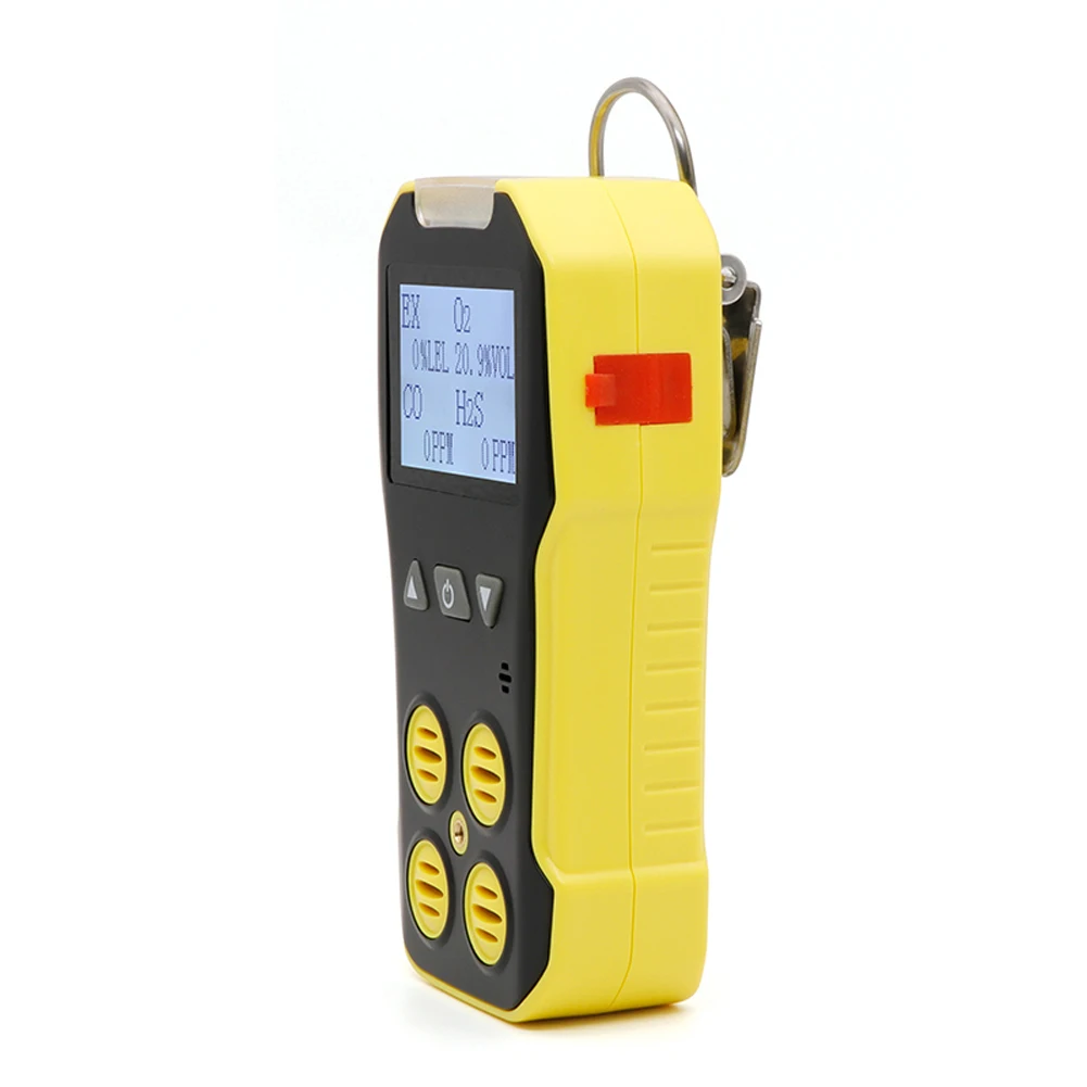 

4In1 Gases Detector (O2+H2S+CO+LEL) 2Inch LCD Display Toxic Combustible Gases Leak Detection Sound Light Vibrations Triple Alarm