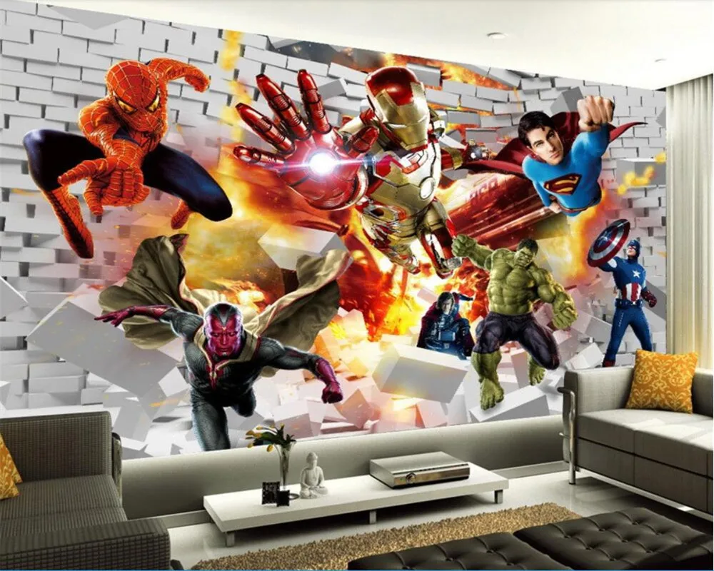 Пользовательский 3D мультфильм детская комната мальчик спальня обои фон