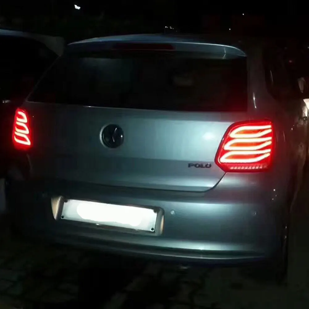 Светодиодный фонарь светильник s в сборе для VW Polo 2011- светодиодный задний фонарь стоп-сигнал заднего хода светильник беспроводной сзади Резервное копирование лампа DRL для хвостовой части автомобиля светильник s