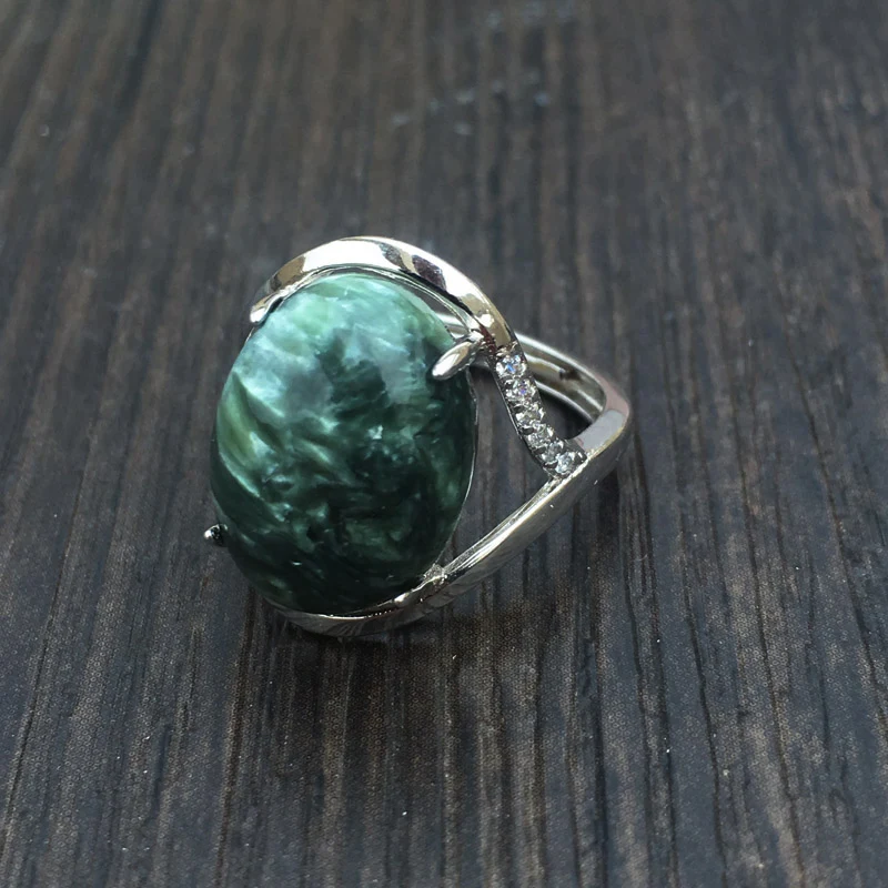 Кольца с натуральным серафинитом CSJ регулируемые кольца красное 925 пробы серебро