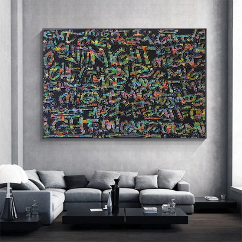 

Abstract Double Troubles Art Canvas Painting Street Art Letter Wall Art Canvas Painting Posters and Prints for Living Room Decor