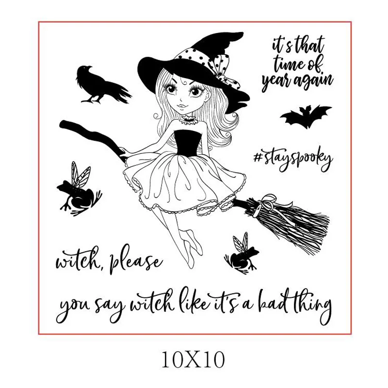 Прозрачные силиконовые штампы Хэллоуин летучая мышь ведьма девочка ворона буквы