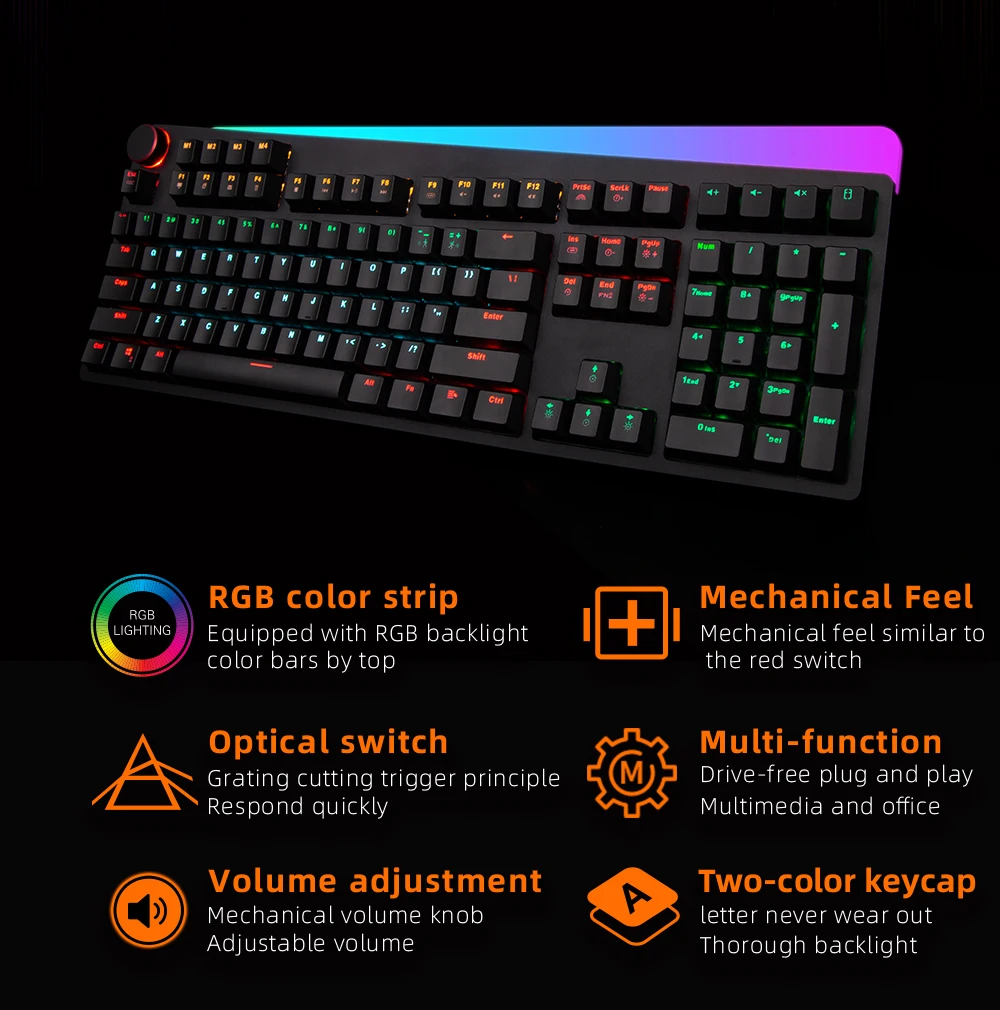 Русская/английская модель игровая механическая клавиатура RGB с подсветкой 112 клавиш оптическая ось USB Проводная клавиатура для компьютерного геймера