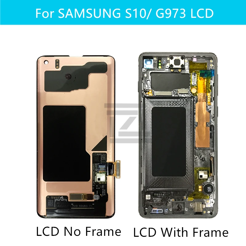 Montaje de digitalizador de pantalla t&aacute;ctil con Marco, piezas de repuesto para Samsung Galaxy S10 lcd G973 S10 Plus G975-2
