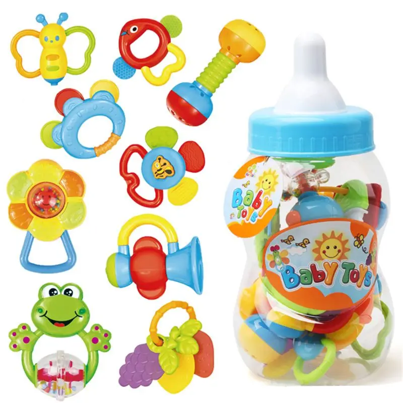 

Infant Rattle Teething Baby Toys With Bottle Storage Shake And GRAP Baby Hand Development Teethers Toy Set For Newborn Toddler(9