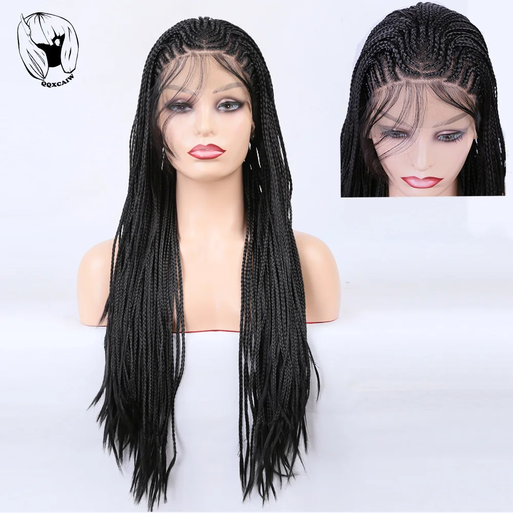 

QQXCAIW, плетеные кружевные передние парики, синтетический кружевной передний парик, длинный женский парик для черных женщин