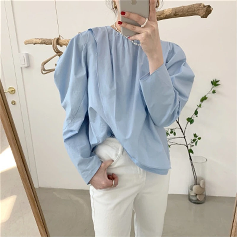 

Chic Aesthetic Simple Solid Shirt for Ladies Elegant All-match Aesthetic Minimalst Shirt 2020 Early Autumn Shirt for Ladies