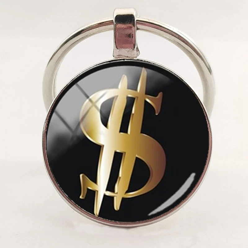 Модный брелок аксессуары символ доллара с логотипом кольцо для ключей выпуклый