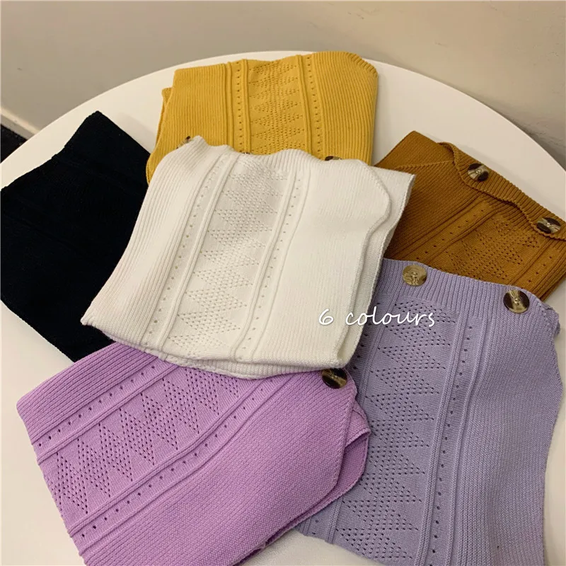 

Sweater Vest Women Crop Top Solid All-match Single-breasted Chic Fashion Preppy Style Leisure Womens Vintage New Casual Ulzzang