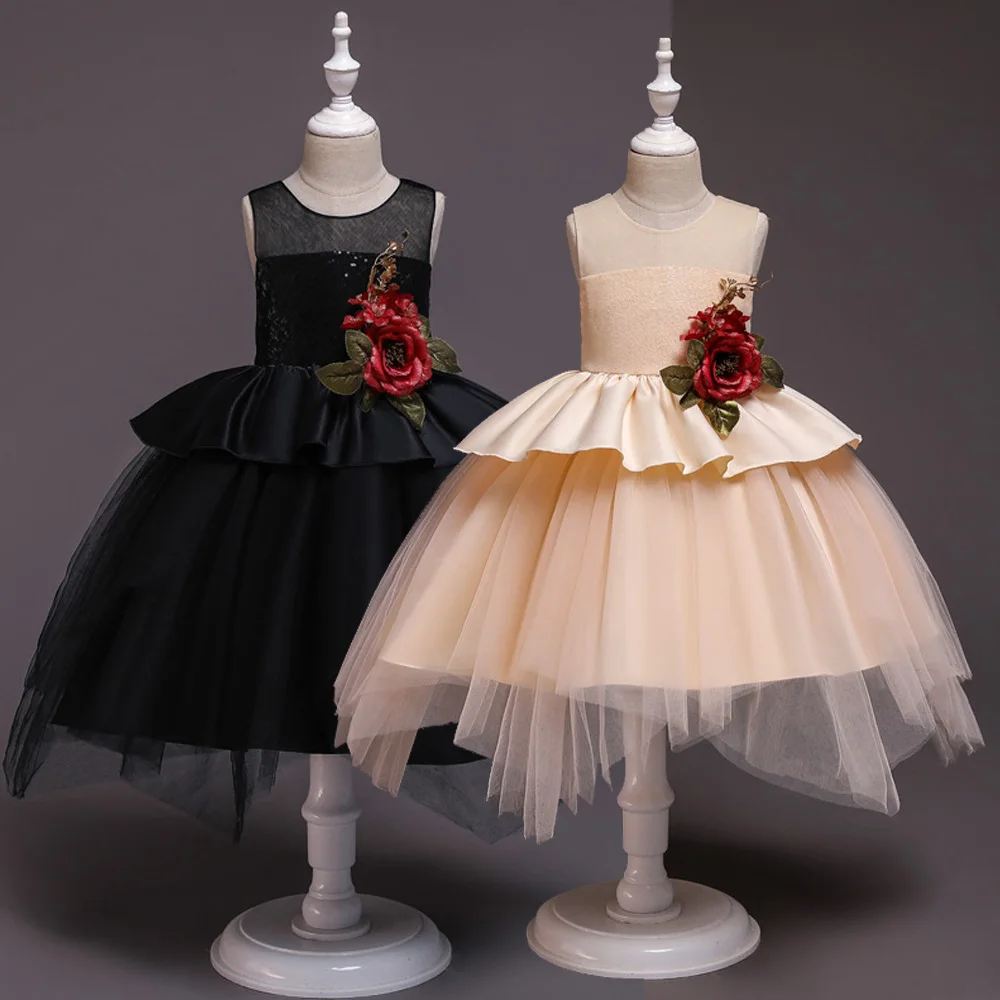 Детское платье принцессы с блестками бальные платья ручной работы цвета