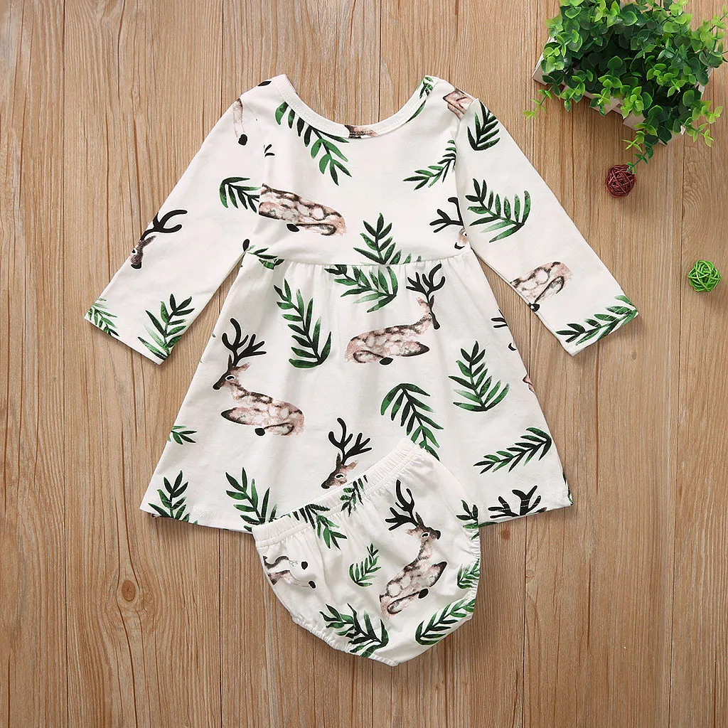 Одежда для новорожденных и маленьких девочек детское платье принцессы с оленем