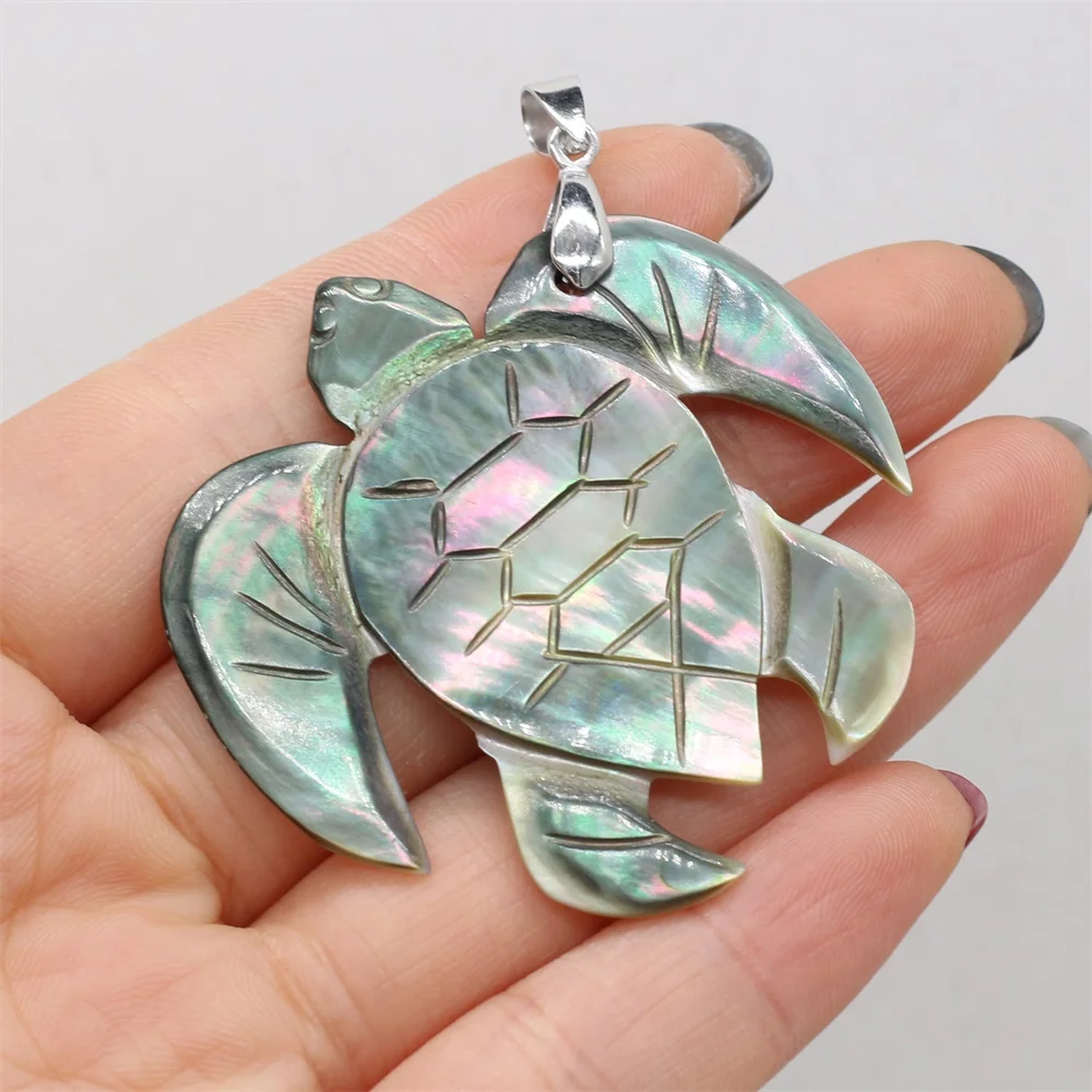 

Natural Shell Tortoise Shape Mother of Pearl Shell Charm Pendant for Necklace Earring Jewelry Making Trendy Gift Size 50x48mm