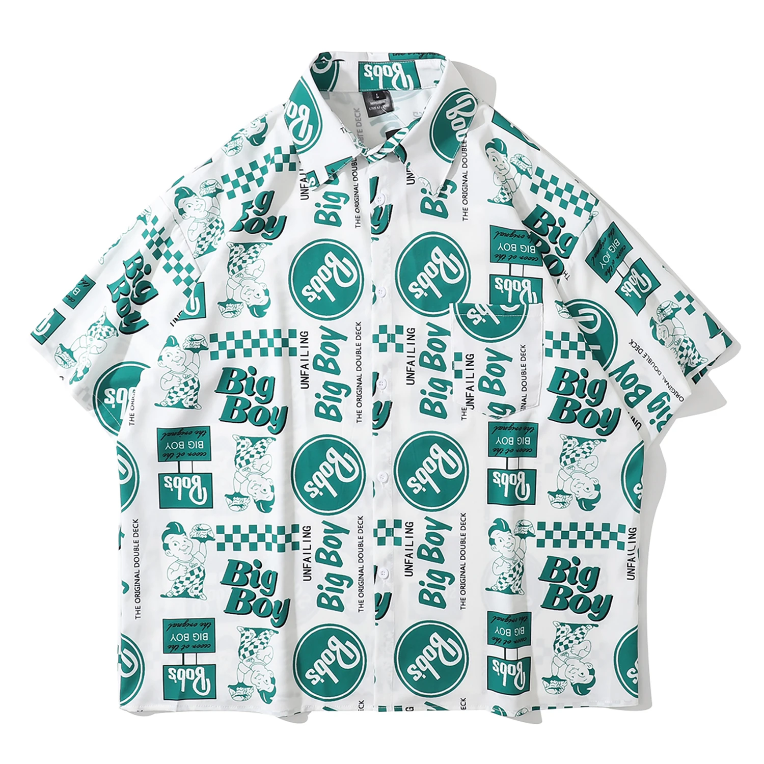 

Hawaii Cartoon Fun Print Shirt Men Women Beach Style Loose Casual Short Sleeve Shirts Female Male Plus Size Tops