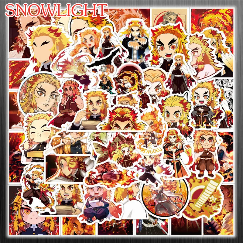 10/50 Pcs/pack Cartoon Rengoku Kyoujurou Demon Slayer Anime Stickers For Mixed Laptop Skateboard Helmet Decals Case Luggage
