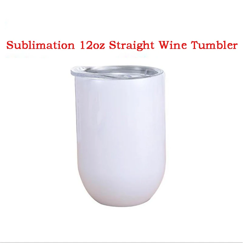 Wholesale 12oz Sublimation Wine Tumbler Straight Champagne Flute Stainless Steel Double Wall Vacuum Coffee Mugs With Seal Lids