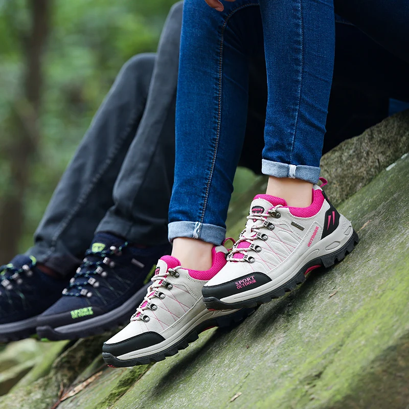 Hot sale Woman Trekking Ankle Boots Waterproof Women's Outdoor Hiking Shoes Comfortable Men's Mountain Shoes botas nieve hombre