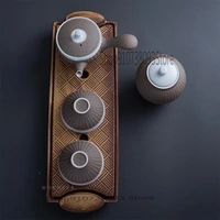 japanese style stone glazed side handle pot set with filter creative retro stoneware gift kung fu tea