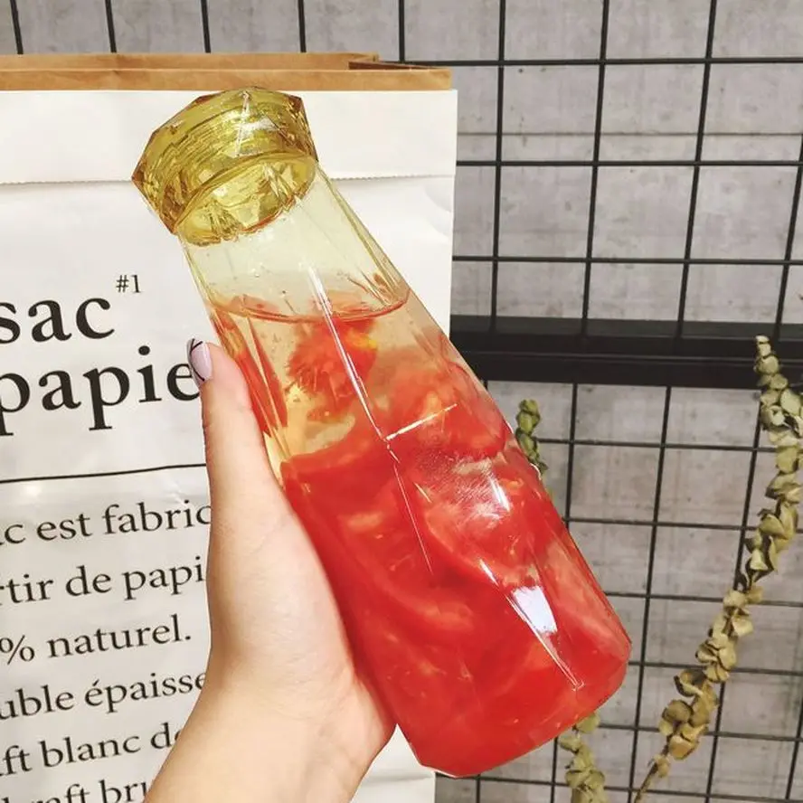 Стеклянная бутылка для воды в форме алмаза Маленькая прозрачная чашка свежем