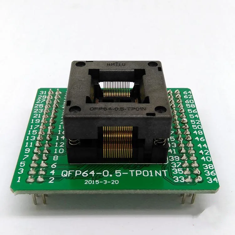 

QFP64 TQFP64 LQFP64 Open top Structure Burn in Socket Pitch 0.5mm OTQ-64-0.5-01 Test Flash Programming ZIF adapter
