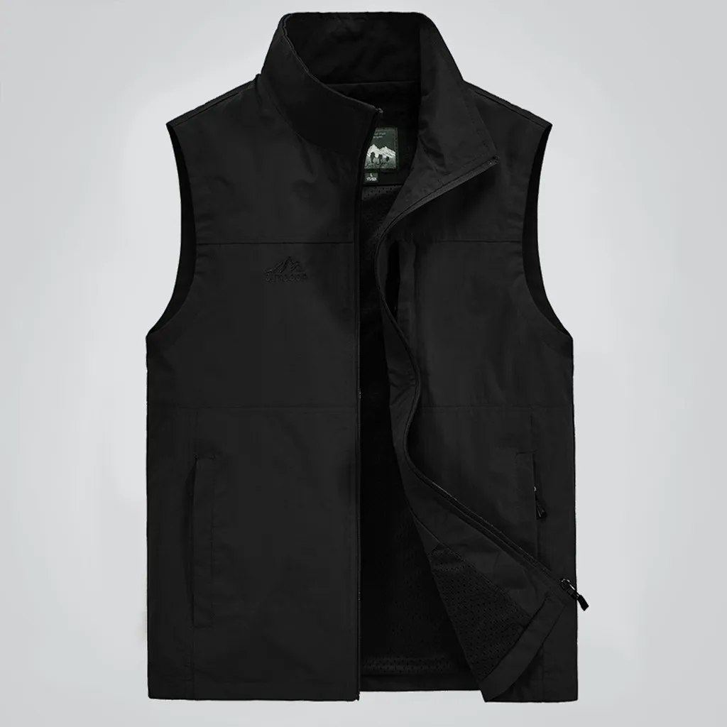 BK 2XL 3XL 4XL мужской повседневный летний хлопковый жилет большого размера без рукавов Мужчины мульти-карманные фотографии жилет 9,20 - Цвет: BK