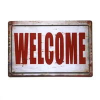 shabby chic welcome tin plaque sign coffee bar shop wall stickers for kids rooms