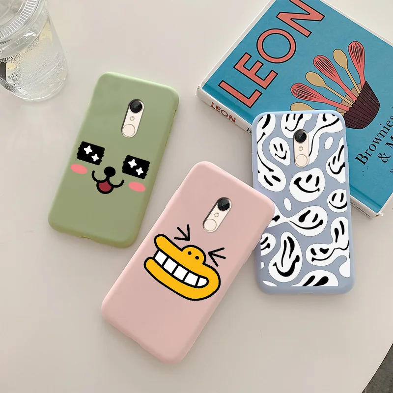

Cute Fundas Shell For Xiaomi Redmi 5 5A Case Funny Face Back Cover For Redmi 5 Plus Silicone Soft Matte TPU Painted Phone Cover