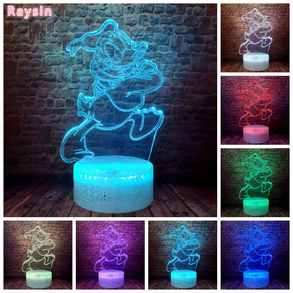 Дональд Дак 3D лампа настольная 7 цветов Изменение LED ночник фигурка для мальчиков