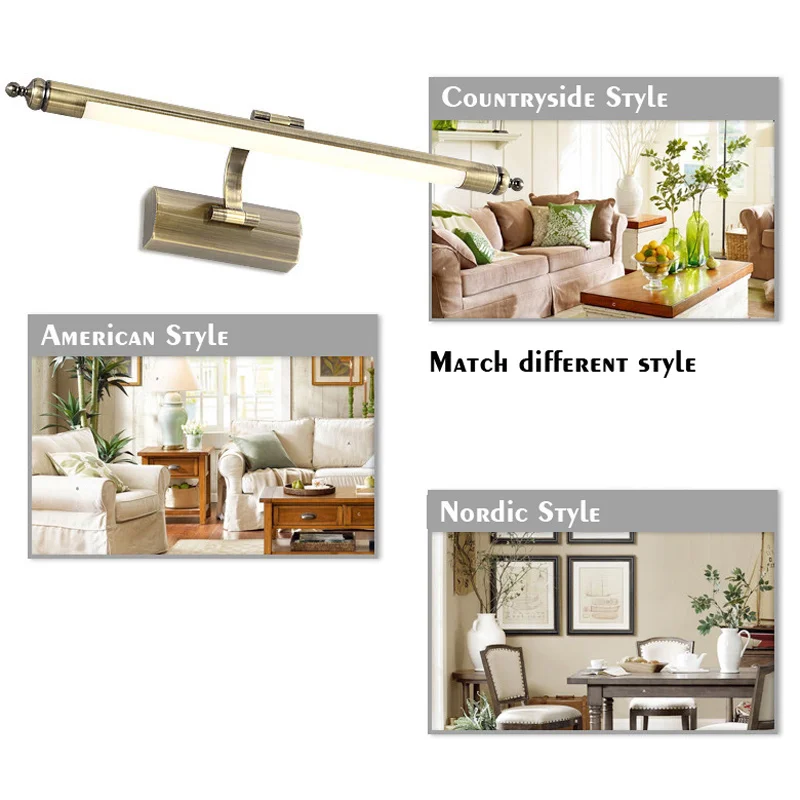 

56cm europe copper washroom wall lamp american vintage bedroom makeup mirror light hotel preferred fitment lights