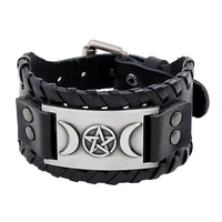 new retro woven leather bracelet nordic viking totem pirate bracelet mens wide leather punk bracelet
