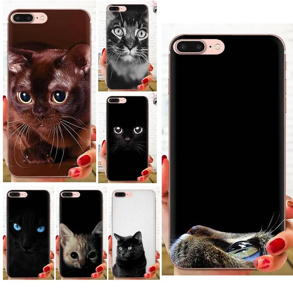 Мягкий чехлов для мобильных телефонов с изображением черного кота глазом Huawei Honor
