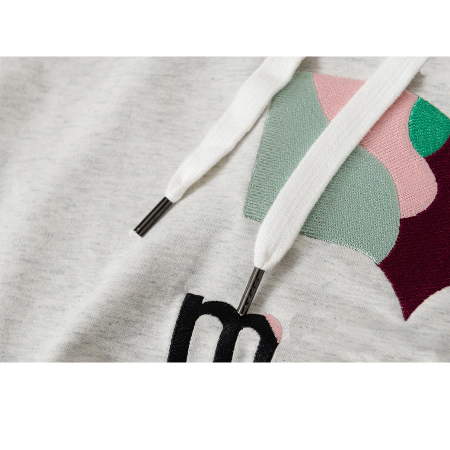 

21 spring summer new french style embroidery thin women hoodies with hooded short sleeve casual jersey shirts women sweatshirts