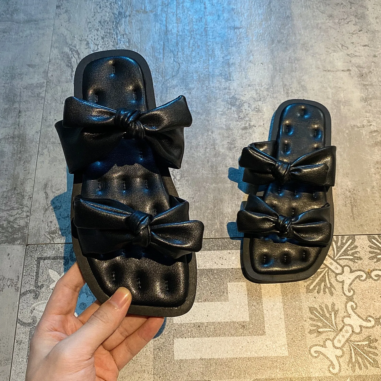 

Shoes Butterfly-Knot Slippers Soft Slides Slipers Women Shale Female Beach Low Fashion Comfort Flat 2021 Sabot Luxury Basic Butt