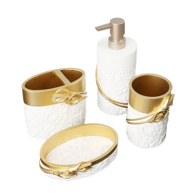

4Pcs Resin Bathroom Accessories Set,Toothbrush Holder Set, Contain Toothbrush Cup, Soap Dish,Soap Dispenser,Tumbler