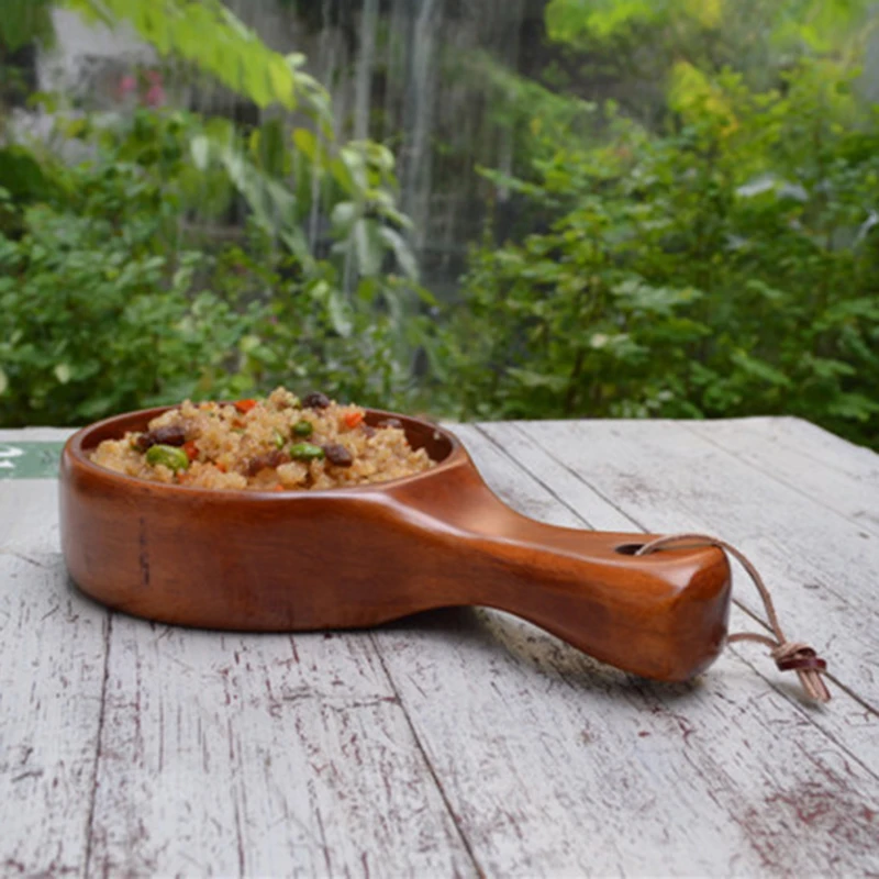 1 шт. чаша с длинной ручкой из бука цвет фруктовая миска для пиццы совок воды