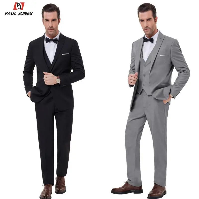Мужской приталенный костюм смокинг от PAUL JONES из 3 предметов для свадебной