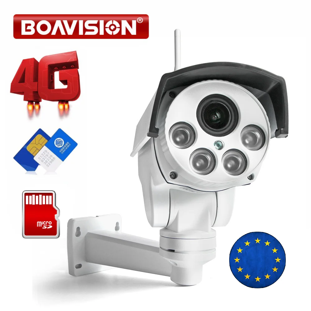 1080P 3G 4G PTZ камера наружная с sim картой P2P поддержка Micro SD карта хранения