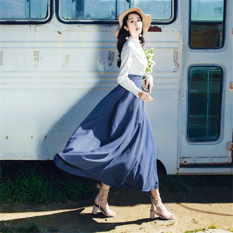 

Korean Style Long Sleeve Women Midi Dress Vintage Elegant Peter Pan Collar Maxi Dresses For Large Size Lady Boho Vestidos