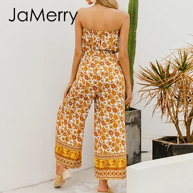 Женский Длинный комбинезон без бретелек JaMerry Свободный Повседневный с