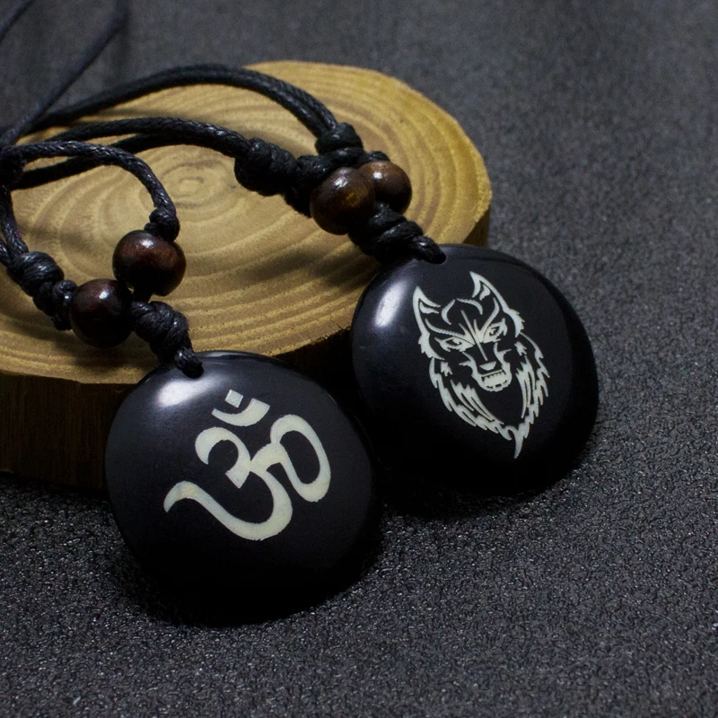 АУМ Ом буддийские индуизм йога Индия кости яка вырезка амулет подвеска