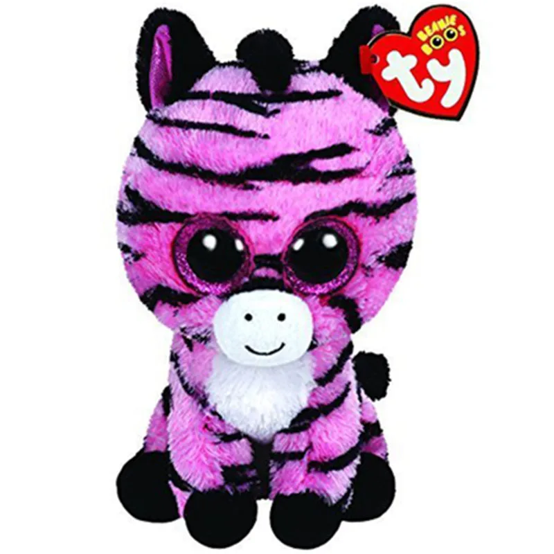 

New 6"15cm TY Big Glitter Eyes Pink striped zebra Plush Stuffed Animal Collectible Toy Christmas Birthday Gift For Boy Girl