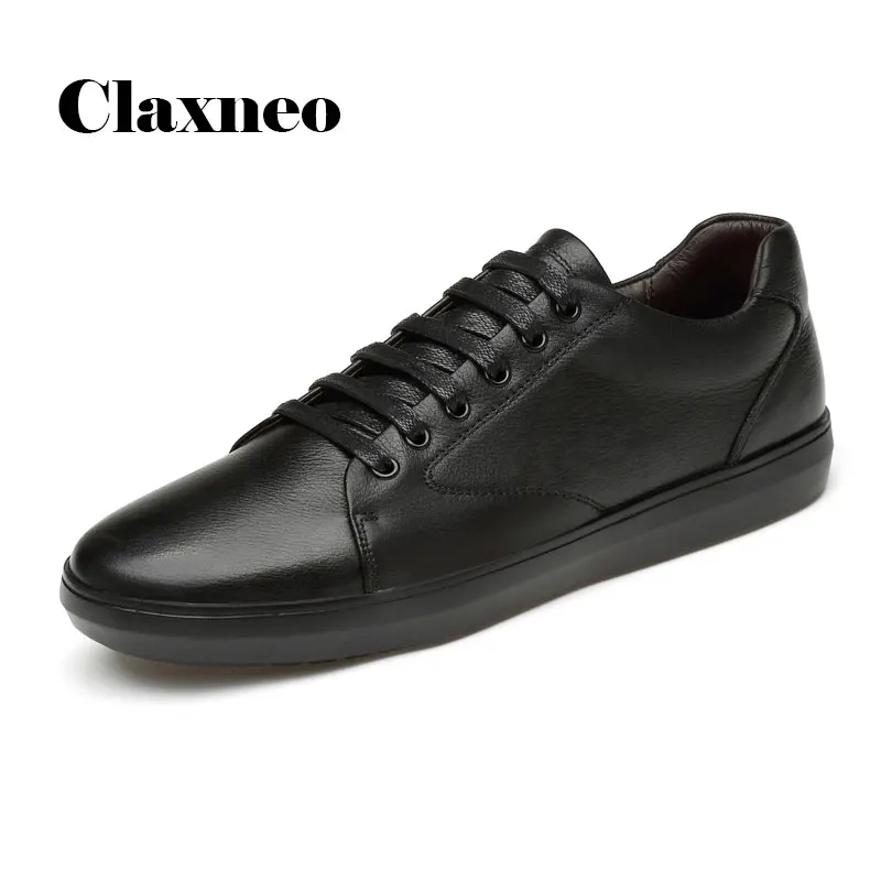 

Man Leather Sneakers Fashion 2021 Spring Autumn Men's Casual Footwear Genuine Leather Black White Male Walking Shoe Soft New