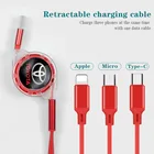 3 в 1 Выдвижной Micro USB-кабель типа C, кабель для зарядки и передачи данных для Toyota Hilux CHR Yaris Aygo Auris Supra Verso Corolla
