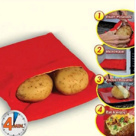 Cooker Bag Красная моющаяся плита мешок запеченный картофель микроволновая печь приготовления картофеля быстро(варит 4 картофеля сразу) Горячая - Цвет: Cooker Bag