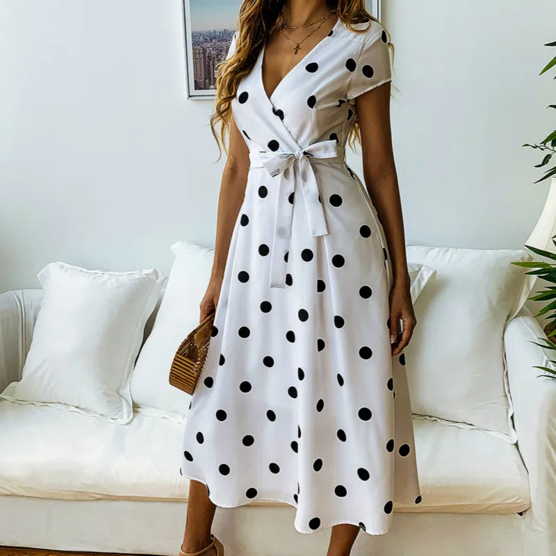 Макси платье женское летнее модное повседневное с v образным вырезом принтом в