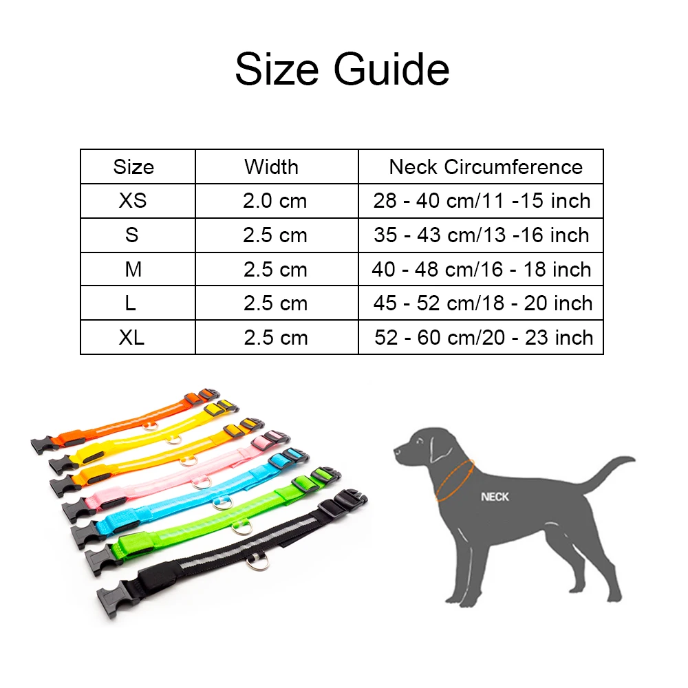 

USB Charging Led Dog Collar Anti-Lost/Avoid Car Accident Collar For Dogs Puppies Dog Collars Leads LED Supplies Pet Products