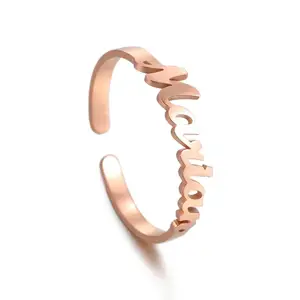 Skyrim индивидуальные именные кольца цвета розового золота из нержавеющей стали Персонализированная именная табличка обручальное кольцо ювелирные изделия для женщин Бесплатная доставка